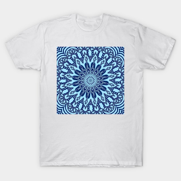 Indigo Blue Mandala T-Shirt by lilydlin